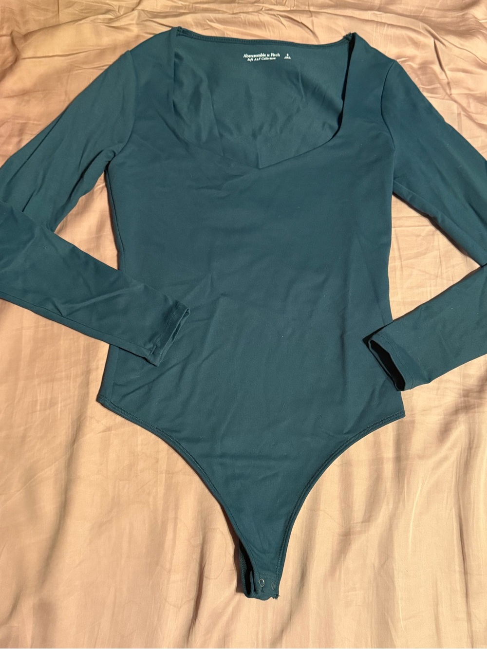 Abercrombie & Fitch Emerald Long Sleeve Scoop Neck Bodysuit